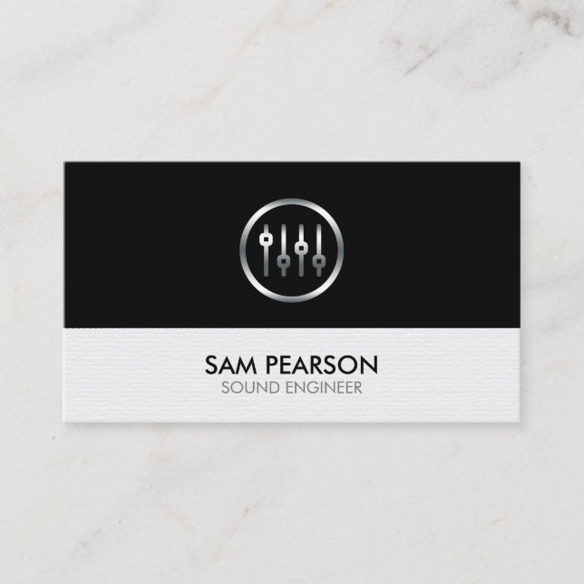 Sound Engineer Volume Sliders Icon Business Card (Front)