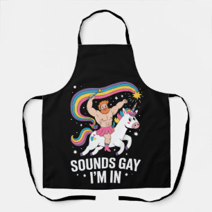 Sound Gay I'm In Man Wearing Skirt Unicorn LGBTQ Apron