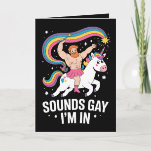 Sound Gay I'm In Man Wearing Skirt Unicorn LGBTQ Card