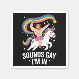 Sound Gay I'm In Man Wearing Skirt Unicorn LGBTQ Napkin