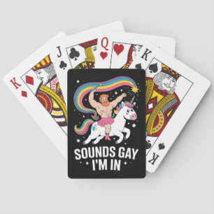 Sound Gay I'm In Man Wearing Skirt Unicorn LGBTQ Playing Cards