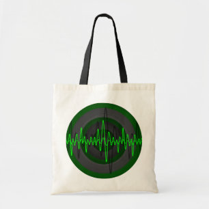 Sound Green Dark Round budget tote bag