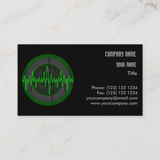 Sound Green Dark Round business card template (Front)
