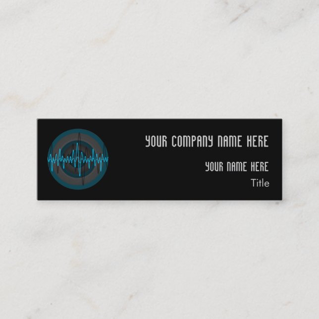 Sound Light Blue Dark Round business card skinny (Front)
