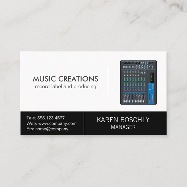 Sound Mixing Board | Music Technology Business Card (Front)
