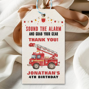Sound the Alarm! Firefighter Birthday Boy Party Gift Tags