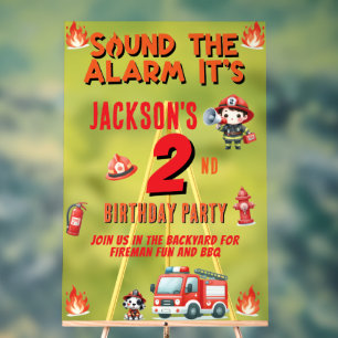 Sound The Alarm Fireman Any Age Birthday Party Acrylic Sign