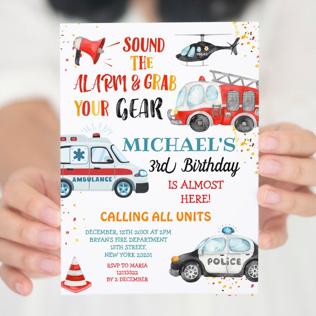 Sound the alarm & Grab your gear Birthday Invitation (Creator Uploaded)