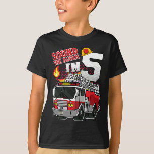 Sound The Alarm I'm 5 Firefighter Boy T-Shirt