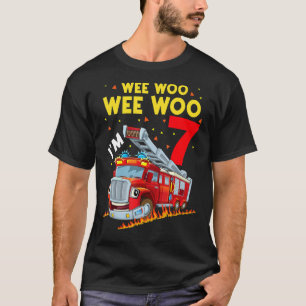 Sound The Alarm I'm 7 Birthday Boy Fire Truck Fire T-Shirt