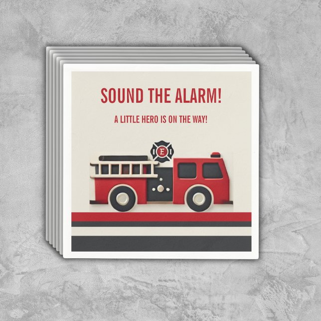 Sound the Alarm Minimalist Firefighter Baby Shower Napkin (Creator Uploaded)