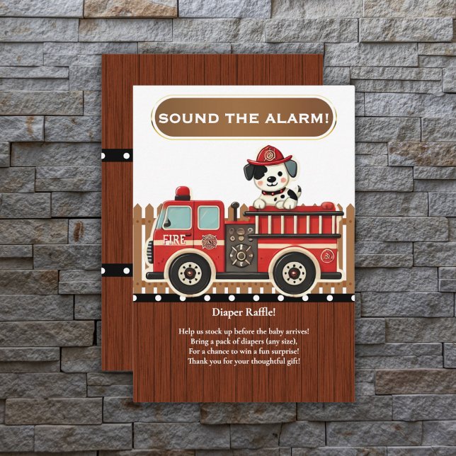 Sound the Alarm! Modern Firetruck Baby Shower Enclosure Card (Creator Uploaded)