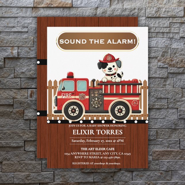 Sound the Alarm! Modern Firetruck Baby Shower Invitation (Creator Uploaded)