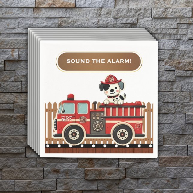 Sound the Alarm! Modern Firetruck Baby Shower Napkin (Creator Uploaded)