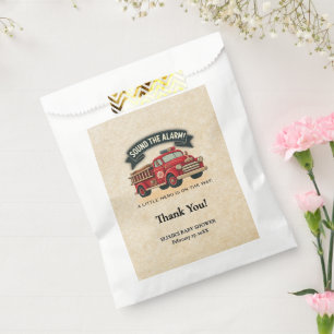Sound the Alarm! Vintage Firetruck Baby Shower Favour Bag