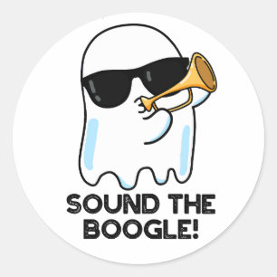 Sound The Boogle Funny Ghost Bugle Pun  Classic Round Sticker