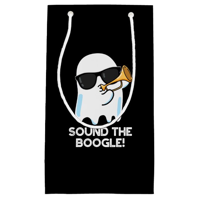 Sound The Boogle Funny Ghost Bugle Pun Dark BG Small Gift Bag (Front)