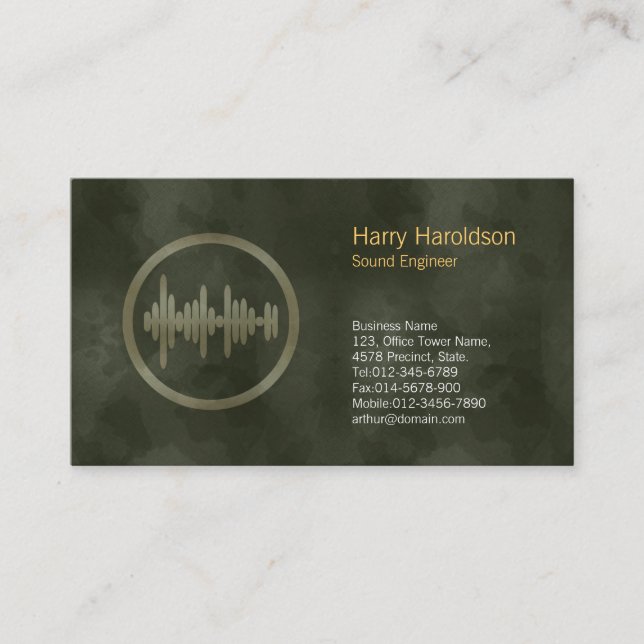 Sound Wave Icon Sound Engineer Business Card (Front)