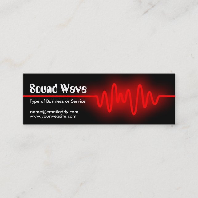 Sound Wave - Red and Black Mini Business Card (Front)