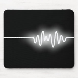 Sound Wave - White on Black Mouse Pad