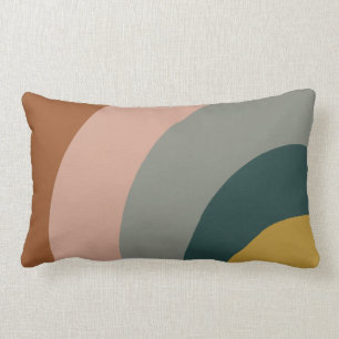 Sound Waves Pattern in Rust, Mustard, Blush, Grey Lumbar Cushion