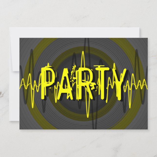Sound Yellow Dark 'PARTY' invitation (Front)