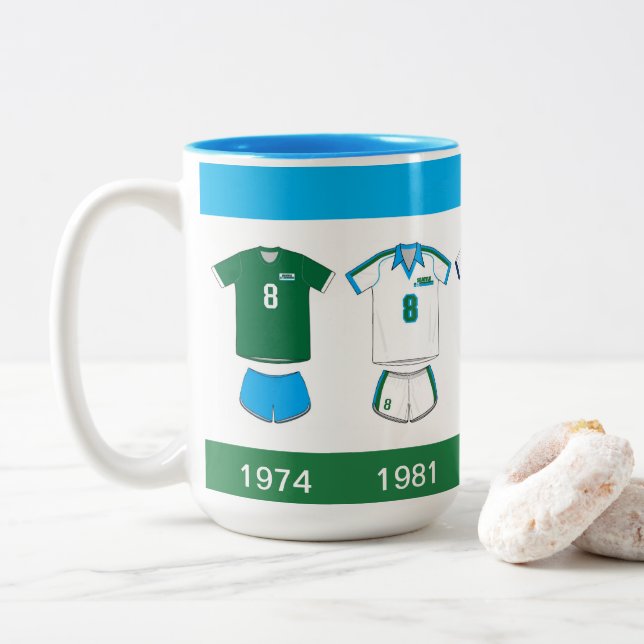 Sounders Jersey History Two-Tone Coffee Mug (With Donut)