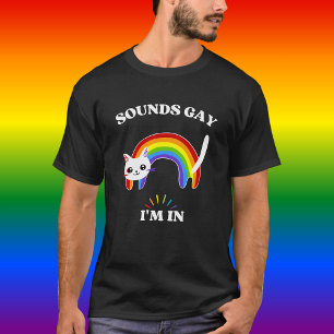 Sounds Gay I'm In Colourful Cat LGBT T-Shirt