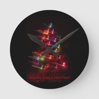 Sounds Like Christmas (Tree & Notes) Round Clock