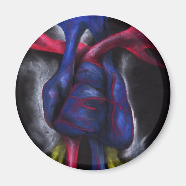 Sounds Of A Blue Heart Anatomical Human Organ Art Magnet (Front)