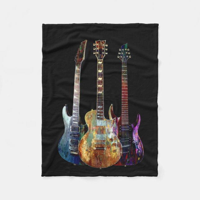 Sounds of music. Colorful guitar Fleece Blanket (Front)