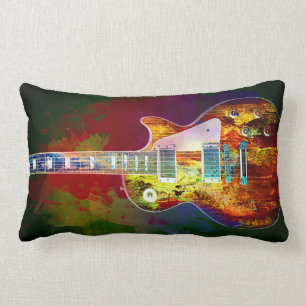 Sounds of music. Colourful guitar Lumbar Cushion