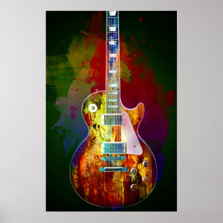 Sounds of music. Colourful guitar Poster