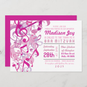SOUNDS OF THE TORAH Pink Bat Mitzvah Invitation
