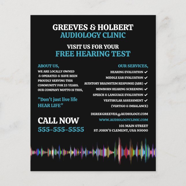 Soundwave Design, Audiologist, Audiology Clinic Flyer (Front)