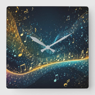 Soundwaves & musical notes design wall clock