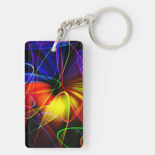 Soundwaves Neon Fractal Key Ring