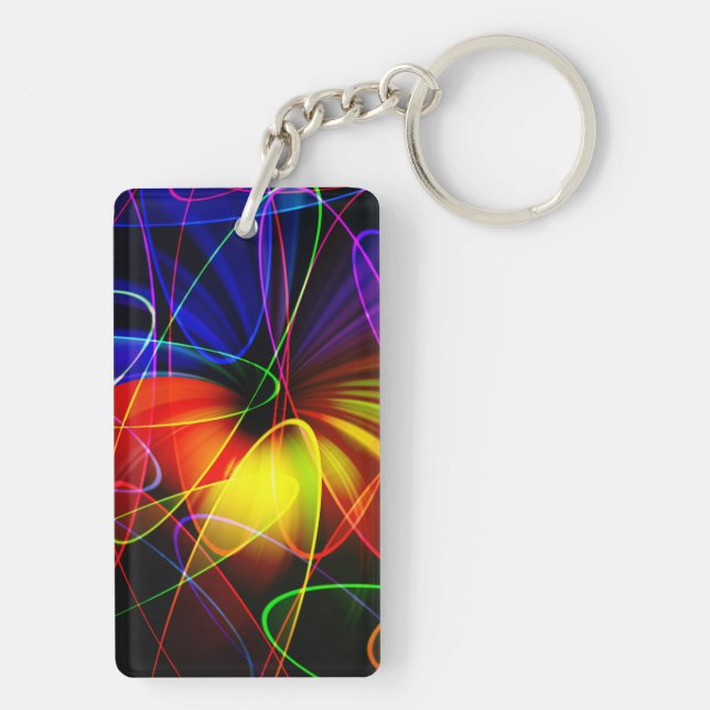 Soundwaves Neon Fractal Key Ring (Back)