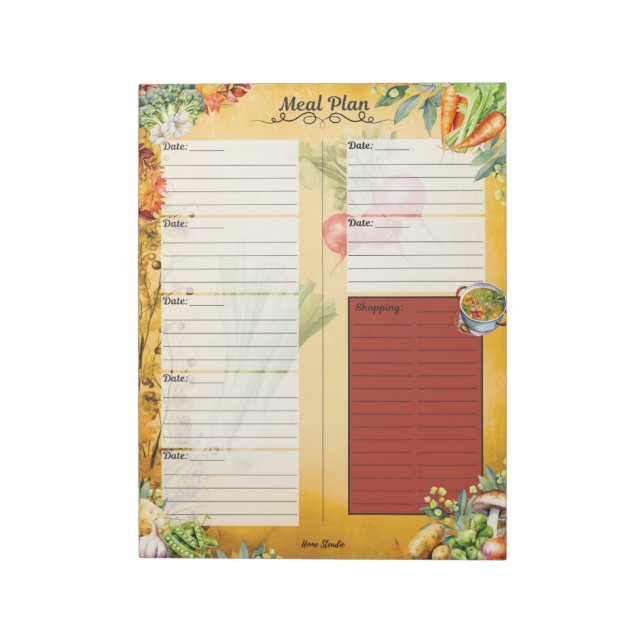 Soup Du Jour 7 Day Meal Planner Notepad (Rotated)