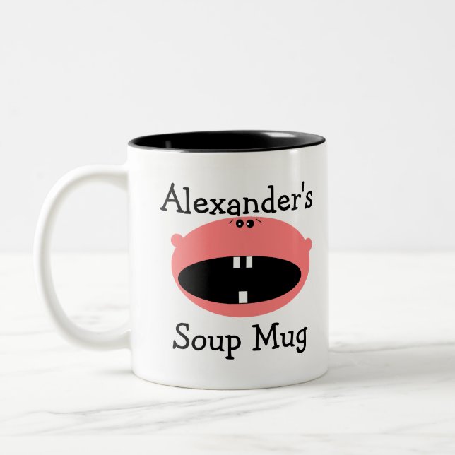 Soup Mug-Personalise Name Two-Tone Coffee Mug (Left)