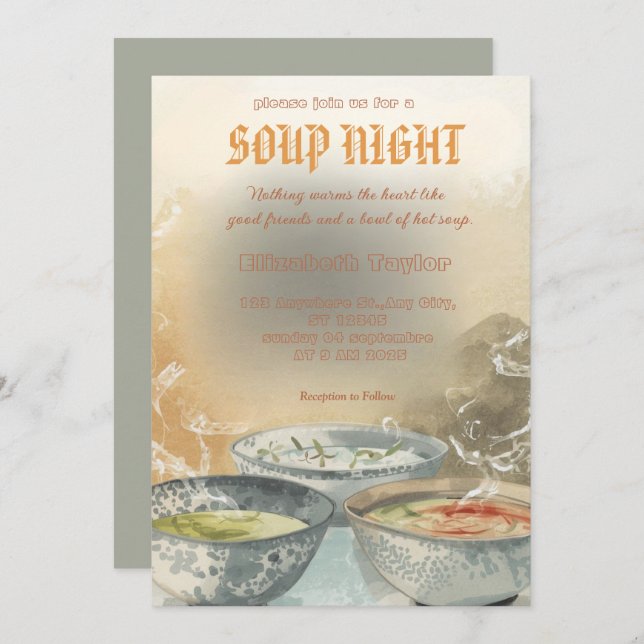 Soup Night Dinner Party Invitations (Front/Back)