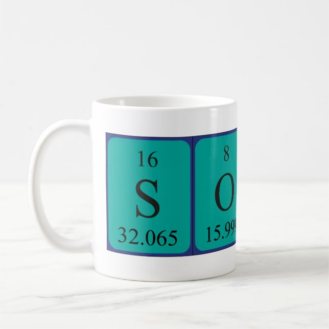 Soup periodic table word mug (Left)