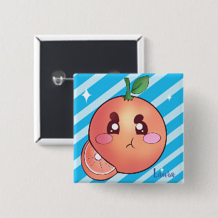 Sour Angry Orange Fruit 15 Cm Square Badge