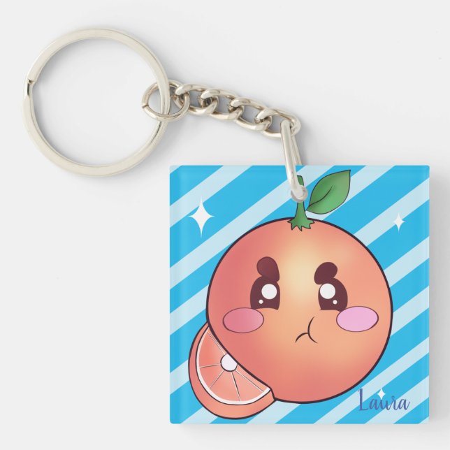 Sour Angry Orange Fruit Key Ring (Front)