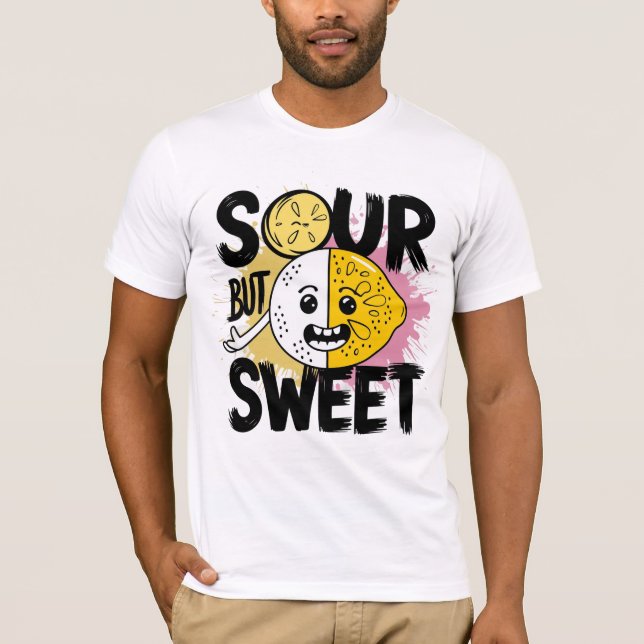 Sour But Sweet Funny Lemon Personality Pun T-Shirt (Front)