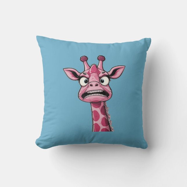 Sour Face Pink Giraffe Cushion (Front)