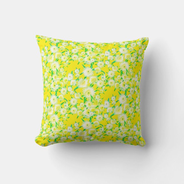 Sour Figs Flowers Leaves Pattern Pillow Cushion (Front)