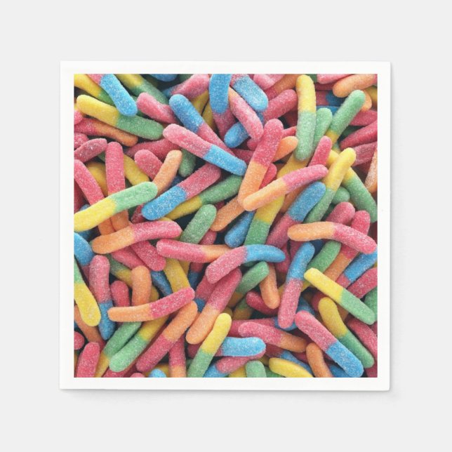 Sour Gummy Worms Napkin (Front)