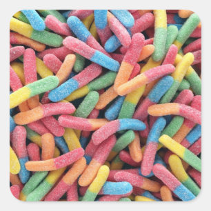 Sour Gummy Worms Square Sticker
