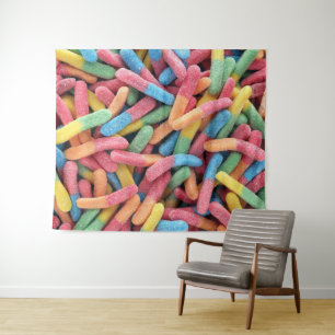 Sour Gummy Worms Tapestry